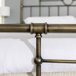 Walker Edison Vintage Antique Metal Iron Pipe King Size Bed Headboard Footboard Bed Frame Bedroom, King, Bronze