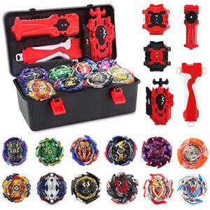 nuffunx bey battling top burst gyro toy set 12 spinning tops 4 launchers combat battling game with portable storage box gift for kids children boys