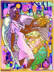 califari angel cake - vivid color poster, strain art, plant medicine decor for a house, dorm, dispensary, store, or shop - 13" x 19" lithograph print