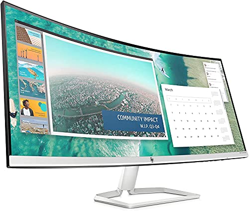 HP 34f 34” Curved Monitor with AMD FreeSync Technology | Ultra-Wide Quad HD Resolution (3440 × 1440p), IPS Display, and 3-Sided Low Bezel, 1-Yr Warranty (6JM50AA)