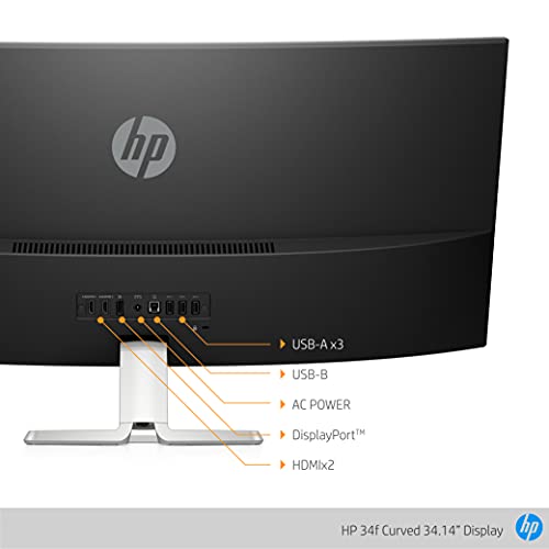 HP 34f 34” Curved Monitor with AMD FreeSync Technology | Ultra-Wide Quad HD Resolution (3440 × 1440p), IPS Display, and 3-Sided Low Bezel, 1-Yr Warranty (6JM50AA)