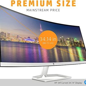 HP 34f 34” Curved Monitor with AMD FreeSync Technology | Ultra-Wide Quad HD Resolution (3440 × 1440p), IPS Display, and 3-Sided Low Bezel, 1-Yr Warranty (6JM50AA)