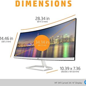 HP 34f 34” Curved Monitor with AMD FreeSync Technology | Ultra-Wide Quad HD Resolution (3440 × 1440p), IPS Display, and 3-Sided Low Bezel, 1-Yr Warranty (6JM50AA)