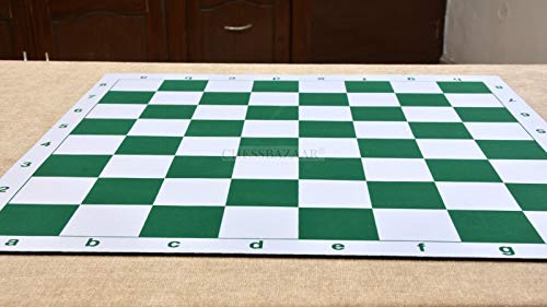 CHESSBAZAAR 22" Chess Board Game for Adults and Kids | Material : Rubber Mouse pad | Tournament Roll-up Chess Board with Algebraic Notation in Green & White Color | Gift Idea Products