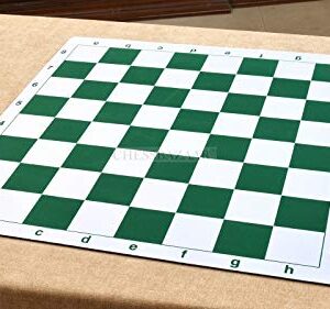 CHESSBAZAAR 22" Chess Board Game for Adults and Kids | Material : Rubber Mouse pad | Tournament Roll-up Chess Board with Algebraic Notation in Green & White Color | Gift Idea Products