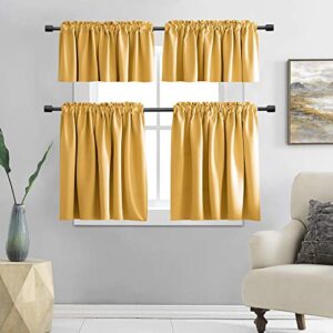 DONREN 2 Panels Gold Yellow Curtain Valances for Living Room - Blackout Rod Pocket Valances for Small Window (42 Width by 15 Inch Length)