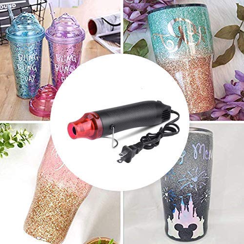 5Pcs Epoxy Glitter Tumbler Kits,Black Portable Bubble Buster Tool Heat Gun for DIY Acrylic Resin Cups to Remove Air Bubbles,4Pcs Magic Epoxy Brushes for Vinyl Crafts Tumbler (Black)