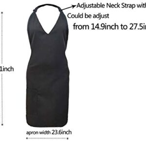 losofar Unisex Black Kitchen Chef V-neck Apron Adjustable Neck Straps Durable BBQ Cooking Works Aprons with Pockets (black)