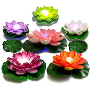 assaoy floating pool lights,lotus flowers lights,fun pool accessories,pond light led candles artificial flower w/water lily pad for pool at night,garden wedding back to school partydecor 8pcs