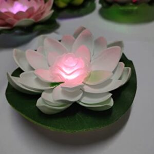 Assaoy Floating Pool Lights,Lotus Flowers Lights,Fun Pool Accessories,Pond Light LED Candles Artificial Flower W/Water Lily Pad for Pool at Night,Garden Wedding Back to School PartyDecor 8Pcs