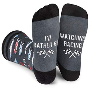 i'd rather be - funny socks novelty gift for men, women and teens (racing) one size