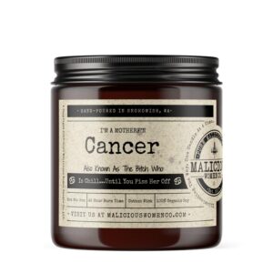 malicious women candle co - cancer the zodiac bitch (june 21-july 22), lavender & coconut water scent, all-natural soy candle, 9 oz