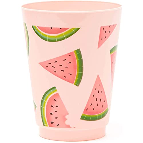 BLUE PANDA Pink Plastic Tumbler Cups for Watermelon Party (16 oz, 16 Pack)