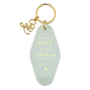 santa barbara design studio keychain lili + delilah small gifts vintage motel key tag key ring, 3.5" long, cabana (grey)