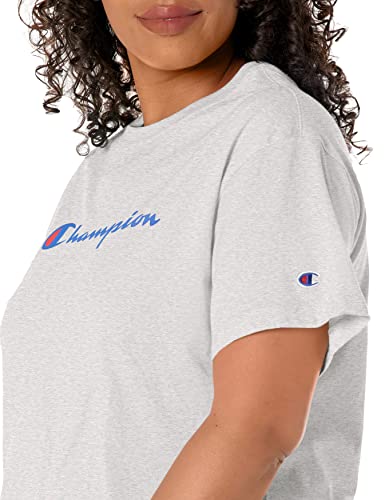 Champion womens Cropped Tee, Script Logo T Shirt, Oxford Gray-550757, Small US