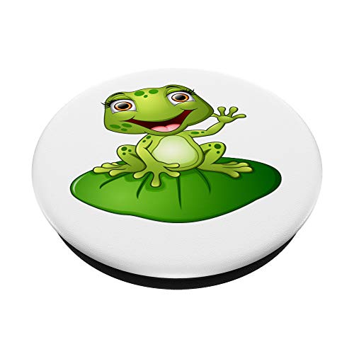 Cute Green Frog on Lilly Pad