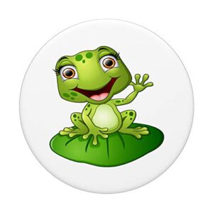 Cute Green Frog on Lilly Pad