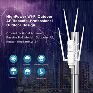 WAVLINK AC1200 High Power Outdoor Weatherproof WiFi Range Extender, Long Range Wireless AP/Router/Repeater/WISP Mode with POE Powered, Point to Point WiFi Bridge, 4x7dBi Omni Directional Antennas