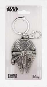 disney star wars millennium falcon pewter key ring,silver ,large