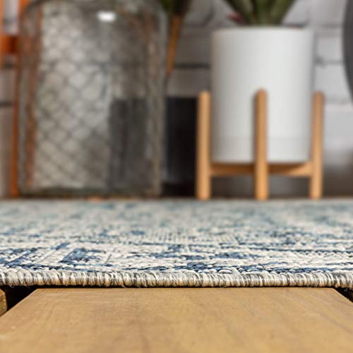 JONATHAN Y SMB105B-8 Estrella Bohemian Medallion Textured Weave Indoor/Outdoor Navy/Gray 8 ft. x 10 ft. Area Rug Coastal, Easy Cleaning, for High Traffic, Kitchen, Living Room, Backyard, Non Shedding