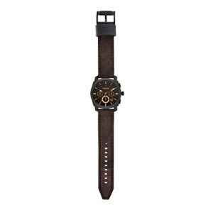 Fossil Men's Machine Quartz Stainless Steel and Leather Chronograph Watch, Color: Black, Dark Brown (Model: FS4656)