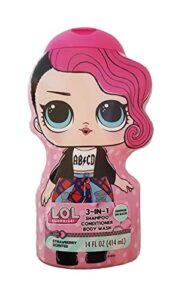 l.o.l. 3-in-1 body wash, shampoo & conditioner (14 fl oz) - strawberry scented with surprise on back!