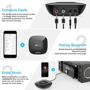 esinkin Bluetooth Receiver Wireless, NFC-Enabled Audio Adapter 4.0 for HD Home Stereo Music Streaming Sound System for 3.5mm (AUX and RCA)