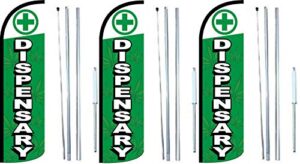 dispensary king windless feather flag sign kit with complete hybrid pole set- pack of 3