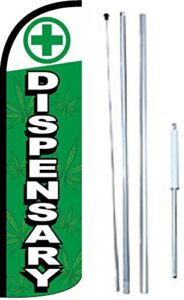 dispensary king windless flag sign with complete hybrid pole set