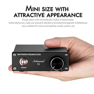 MM Phono Preamplifier, Hi-Fi Turntable Preamp for Home Audio/Record Player/Stereo Amplifier/Active Speaker [Nobsound T3]