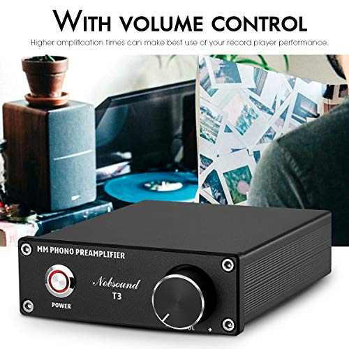 MM Phono Preamplifier, Hi-Fi Turntable Preamp for Home Audio/Record Player/Stereo Amplifier/Active Speaker [Nobsound T3]