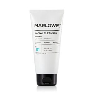 marlowe. no. 121 facial cleanser for men 6oz | daily face wash with natural extracts & antioxidants | soothes, purifies, refreshes | thick lather, no more dry