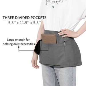 GNEGNI 3 Pockets Waist Apron-Waitress Waiter Server Apron Short Half Uniform Apron Dark Gray