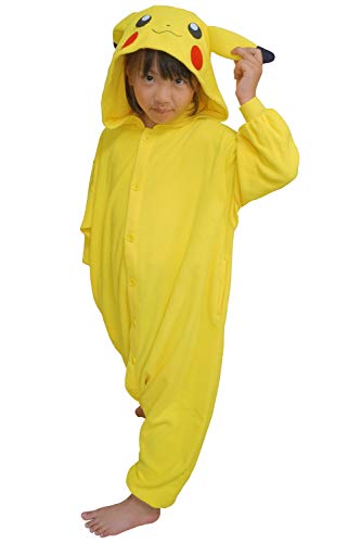 SAZAC Kigurumi - Pokemon - Pikachu - Onesie Jumpsuit Halloween Costume - Kids Size (7-9 Year Old) Yellow