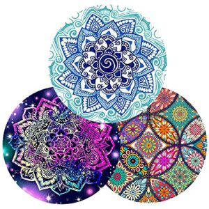 mouse pad, round mandala mouse mat, non-slip rubber base mousepad with stitched edge, waterproof office mouse pad, small floral mouse mat (mandala 3pack)