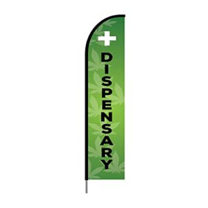 Dispensary Sign - Feather Flag Swooper Banner Pole Kit Outdoor Business Advertising Display, 15ft