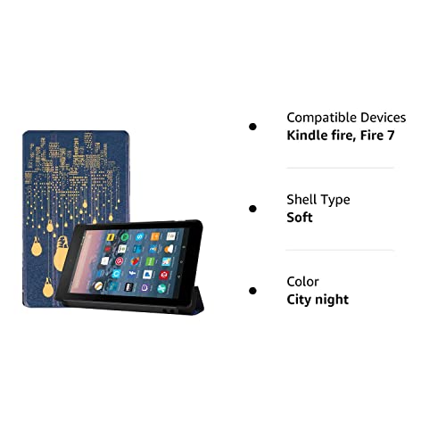 Maomi for Amazon Kindle Fire 7 case 2019/2017 Release 9th/7th Generation - PU Leather Cover with Auto Wake/Sleep (City Night)