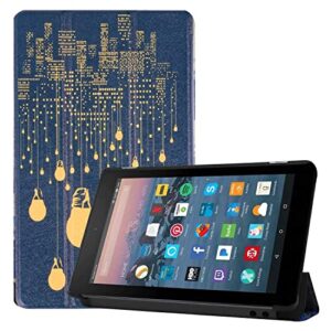 maomi for amazon kindle fire 7 case 2019/2017 release 9th/7th generation - pu leather cover with auto wake/sleep (city night)