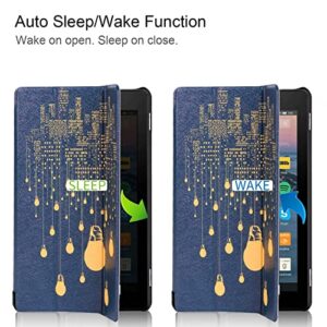 Maomi for Amazon Kindle Fire 7 case 2019/2017 Release 9th/7th Generation - PU Leather Cover with Auto Wake/Sleep (City Night)