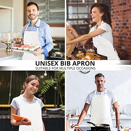 Utopia Kitchen Adjustable Bib Apron (10-Pack) Water Oil Resistant Chef Cooking Kitchen Mens Womens Waitress Server Work Aprons with Pockets (White)