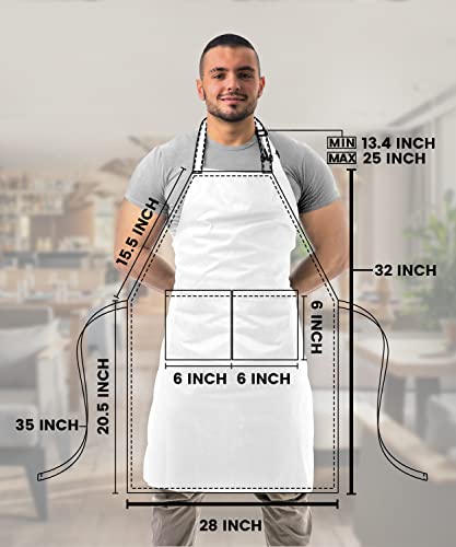 Utopia Kitchen Adjustable Bib Apron (10-Pack) Water Oil Resistant Chef Cooking Kitchen Mens Womens Waitress Server Work Aprons with Pockets (White)