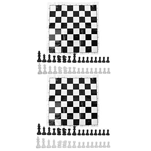 Portable Chess Plastic International Chessboard Set Medieval Entertainment Chess Game Set Black & White Chessboard for Party Activities(White)