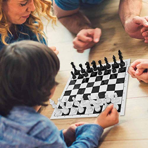 Portable Chess Plastic International Chessboard Set Medieval Entertainment Chess Game Set Black & White Chessboard for Party Activities(White)