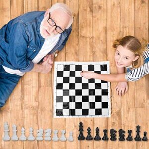 Portable Chess Plastic International Chessboard Set Medieval Entertainment Chess Game Set Black & White Chessboard for Party Activities(White)