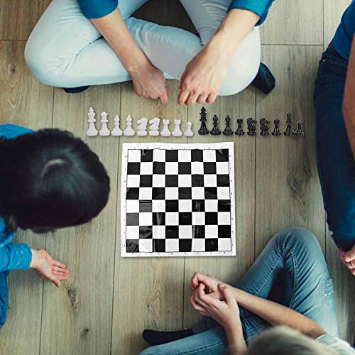 Portable Chess Plastic International Chessboard Set Medieval Entertainment Chess Game Set Black & White Chessboard for Party Activities(White)