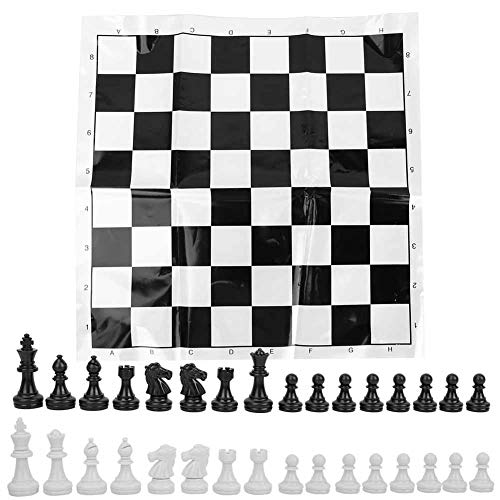 Portable Chess Plastic International Chessboard Set Medieval Entertainment Chess Game Set Black & White Chessboard for Party Activities(White)