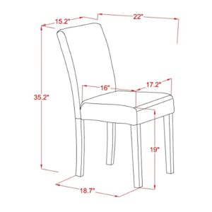 East West Furniture DLAB3-MAH-18 3 Piece Dining Set Contains a Round Dining Room Table with Dropleaf and 2 Coffee Linen Fabric Upholstered Parson Chairs, 42x42 Inch, Mahogany