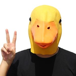 PartyHop - Yellow Duck Mask - Halloween Latex Animal Full Head Mask