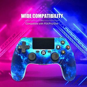 ISHAKO for PS4 Controller Wireless, Controller Gamepad Compatible with Playstation 4/Slim/Pro/PC/Android/Mac with USB Cable,Dual Vibration,6-Axis Motion Control,3.5mm Audio Jack,Multi Touch Pad,Share Button(Blue)