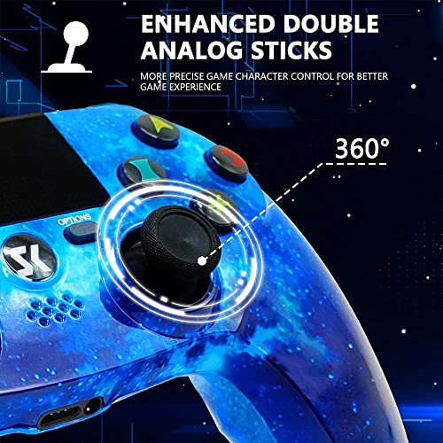 ISHAKO for PS4 Controller Wireless, Controller Gamepad Compatible with Playstation 4/Slim/Pro/PC/Android/Mac with USB Cable,Dual Vibration,6-Axis Motion Control,3.5mm Audio Jack,Multi Touch Pad,Share Button(Blue)